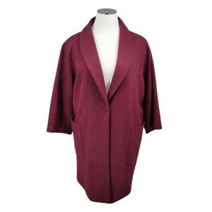 Woman Within Wool Blend Shawl Collar Coat Maroon Dressy Women's Plus Size 4X